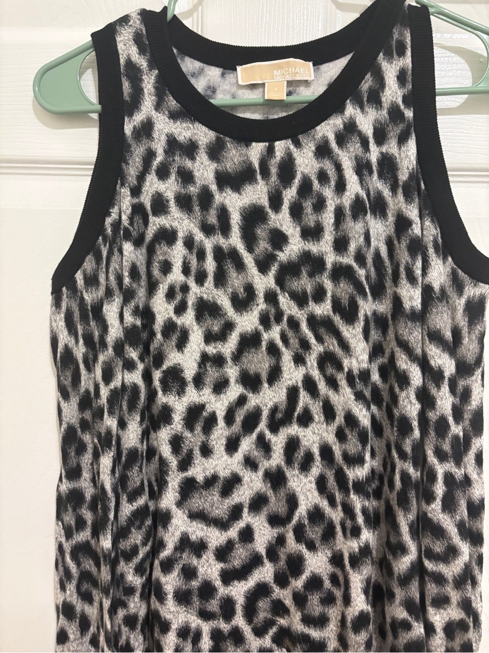 MICHAEL Michael Kors Black and White Leopard Print Tank Top